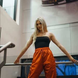 Black strapless body suit